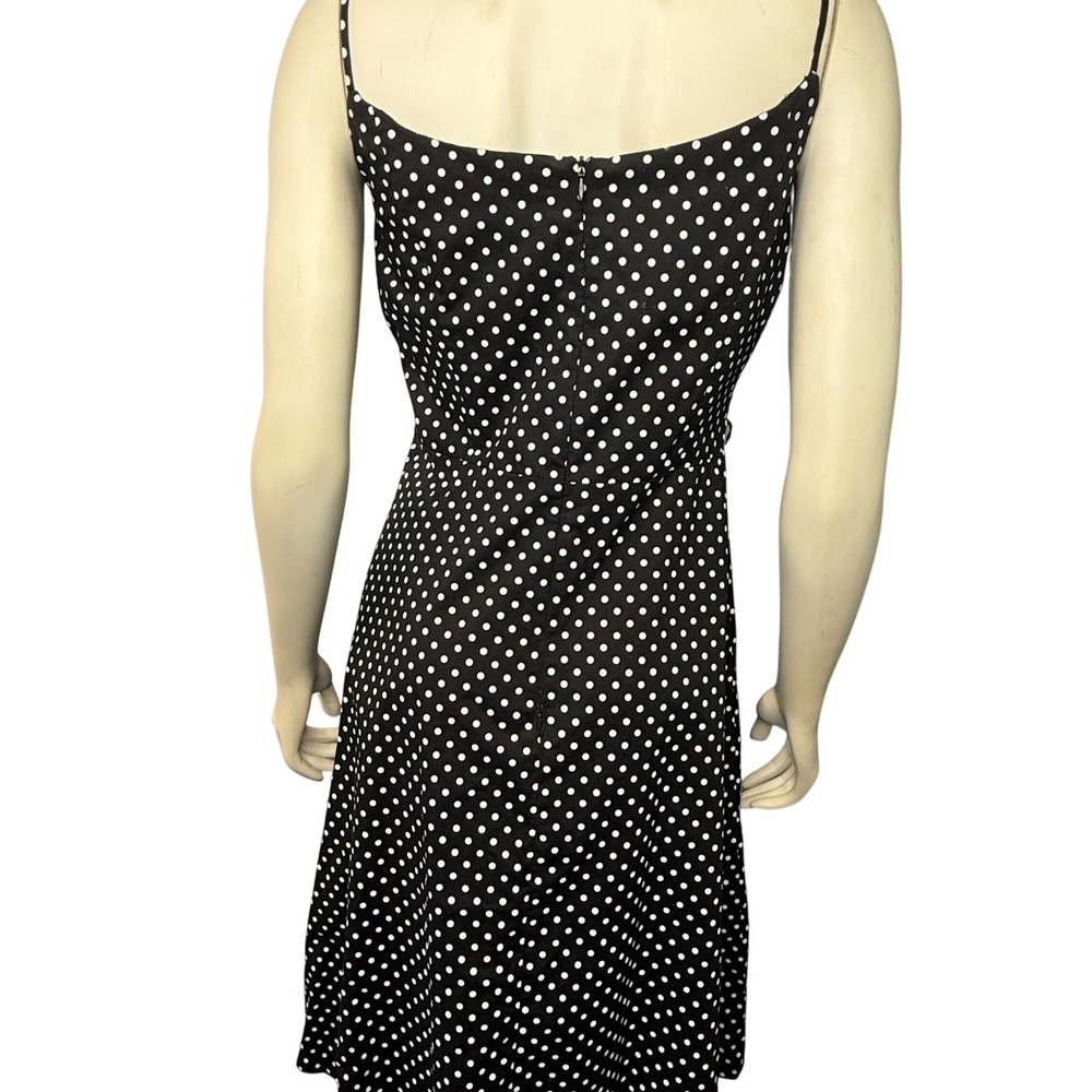 Vintage Polka Dot Dress Retro Black White Womens 12 Medium Fit Flare Slimming - Picture 5 of 8